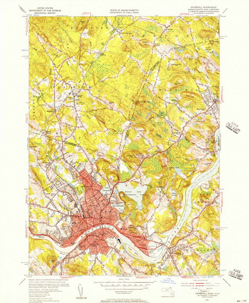 Haverhill, Massachusetts 1955 (1957) USGS Old Topo Map Reprint 7x7 MA Quad 350200