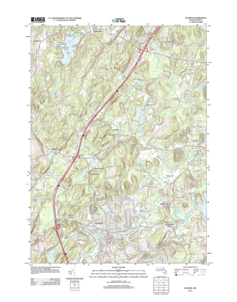 Hudson, Massachusetts 2012 () USGS Old Topo Map Reprint 7x7 MA Quad