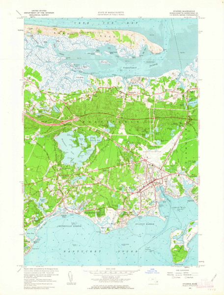 Hyannis, Massachusetts 1961 (1963) USGS Old Topo Map Reprint 7x7 MA Quad 350225