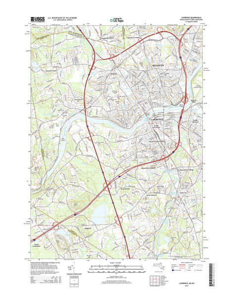 Lawrence, Massachusetts 2015 () USGS Old Topo Map Reprint 7x7 MA Quad