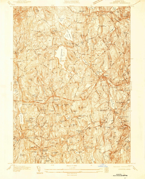 Leicester, Massachusetts 1937 () USGS Old Topo Map Reprint 7x7 MA Quad 350234