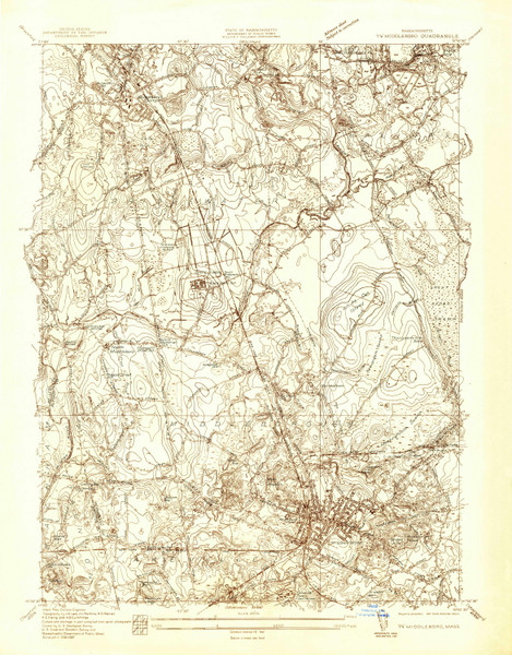 Middleboro, Massachusetts 1937 () USGS Old Topo Map Reprint 7x7 MA Quad 350288 Middleboro, Massachusetts 1937 () USGS Old Topo Map Reprint 7x7 MA Quad 350288