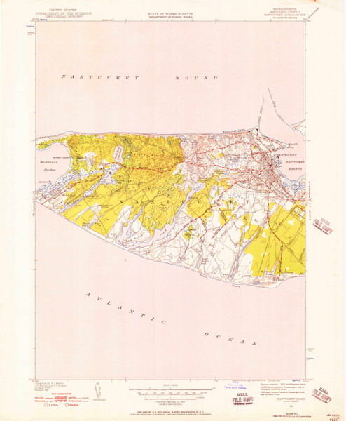 Nantucket, Massachusetts 1951 (1957) USGS Old Topo Map Reprint 7x7 MA Quad 350337 Nantucket, Massachusetts 1951 (1957) USGS Old Topo Map Reprint 7x7 MA Quad 350337