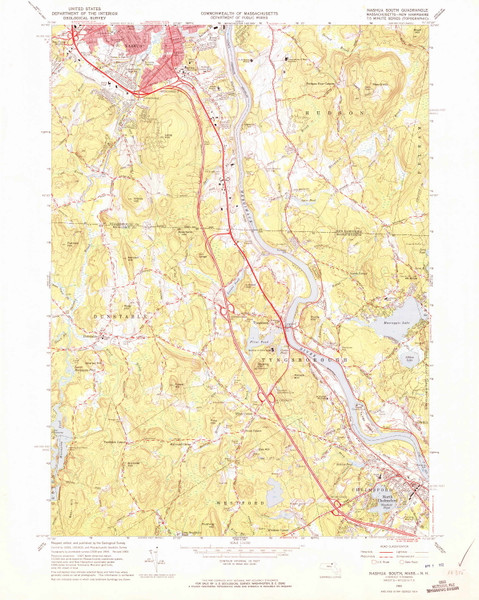 Nashua South, New Hampshire 1965 (1972) USGS Old Topo Map Reprint 7x7 MA Quad 350345 Nashua South, New Hampshire 1965 (1972) USGS Old Topo Map Reprint 7x7 MA Quad 350345
