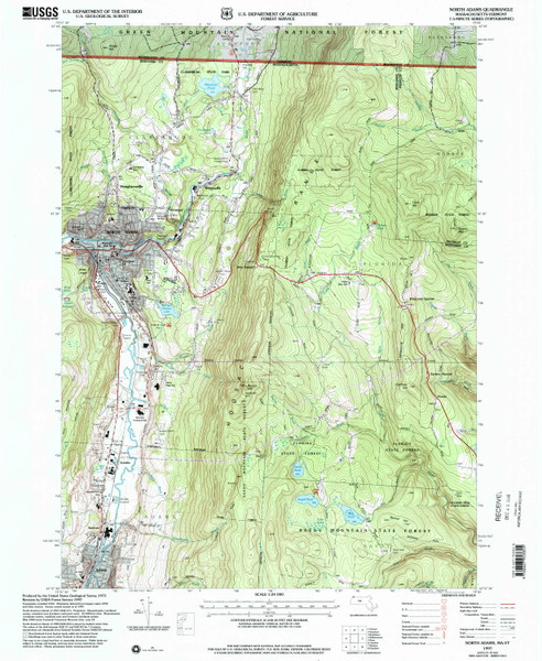 North Adams, Massachusetts 1997 (2000) USGS Old Topo Map Reprint 7x7 MA Quad 350378