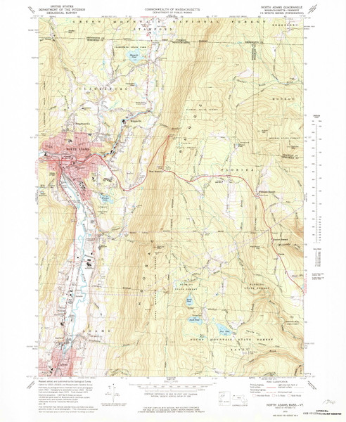 North Adams, Massachusetts 1973 (1978) USGS Old Topo Map Reprint 7x7 MA Quad 350383