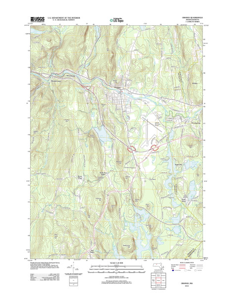 Orange, Massachusetts 2012 () USGS Old Topo Map Reprint 7x7 MA Quad