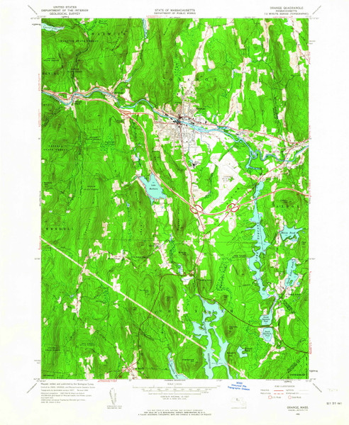 Orange, Massachusetts 1961 (1963) USGS Old Topo Map Reprint 7x7 MA Quad 350422