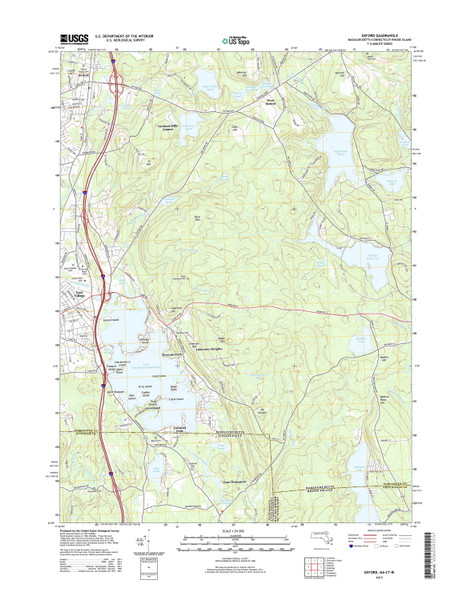 Oxford, Massachusetts 2015 () USGS Old Topo Map Reprint 7x7 MA Quad