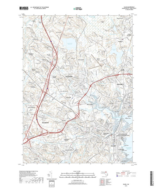 Salem, Massachusetts 2018 () USGS Old Topo Map Reprint 7x7 MA Quad