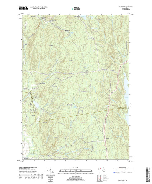 Shutesbury, Massachusetts 2018 () USGS Old Topo Map Reprint 7x7 MA Quad