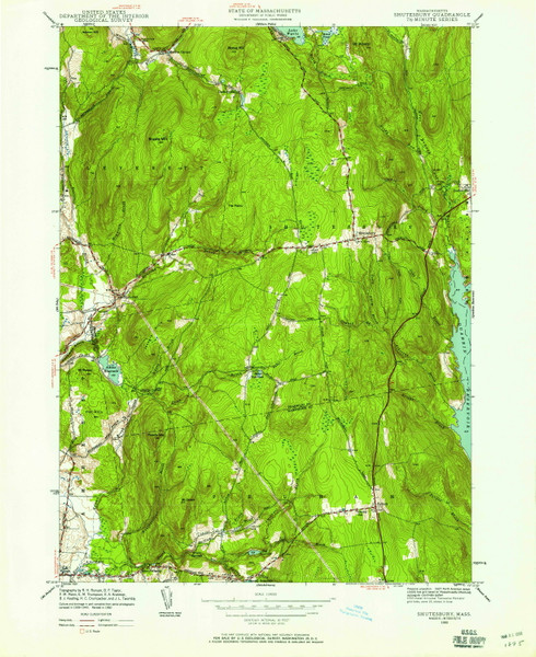 Shutesbury, Massachusetts 1950 (1958) USGS Old Topo Map Reprint 7x7 MA Quad 350562