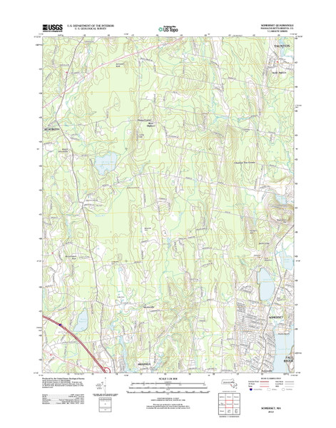 Somerset, Massachusetts 2012 () USGS Old Topo Map Reprint 7x7 MA Quad