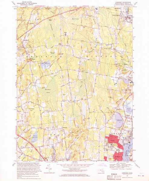 Somerset, Massachusetts 1967 (1969) USGS Old Topo Map Reprint 7x7 MA Quad 350579