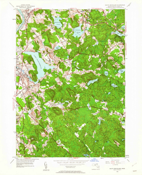 South Groveland, Massachusetts 1952 (1962) USGS Old Topo Map Reprint 7x7 MA Quad 350582