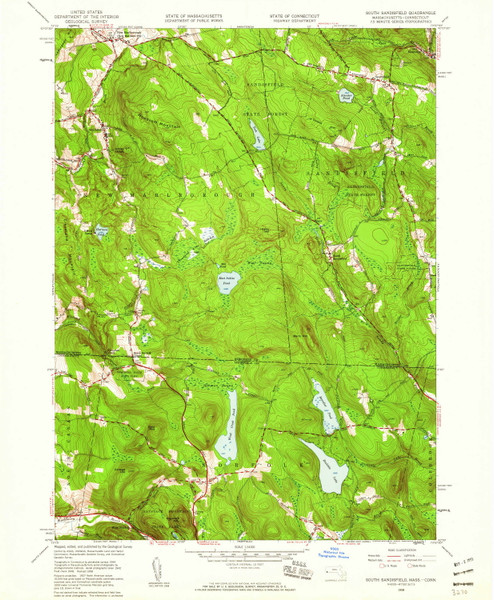 South Sandisfield, Massachusetts 1958 (1959) USGS Old Topo Map Reprint 7x7 MA Quad 350586