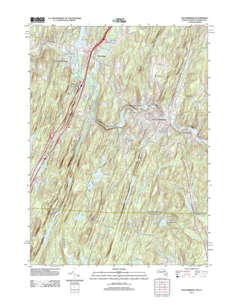 Southbridge, Massachusetts 2012 () USGS Old Topo Map Reprint 7x7 MA Quad Southbridge, Massachusetts 2012 () USGS Old Topo Map Reprint 7x7 MA Quad