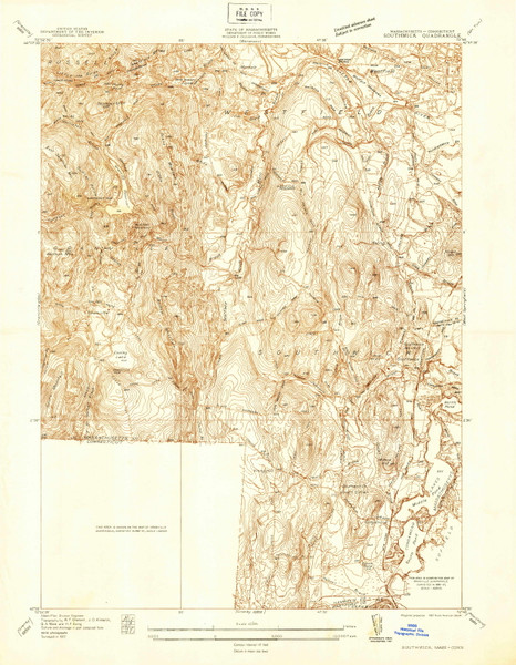 Southwick, Massachusetts 1937 () USGS Old Topo Map Reprint 7x7 MA Quad 350599 Southwick, Massachusetts 1937 () USGS Old Topo Map Reprint 7x7 MA Quad 350599