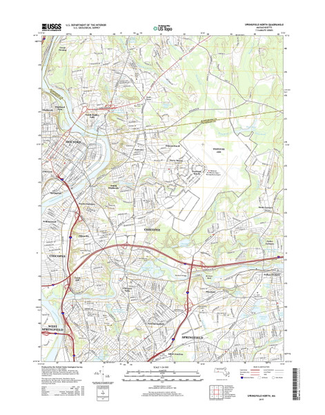 Springfield North, Massachusetts 2015 () USGS Old Topo Map Reprint 7x7 MA Quad