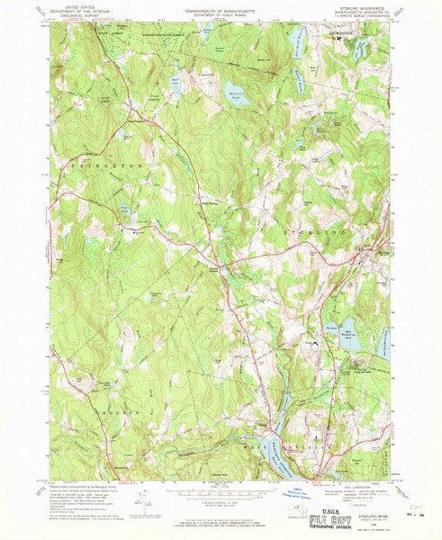 Sterling, Massachusetts 1968 (1970) USGS Old Topo Map Reprint 7x7 MA Quad 350625
