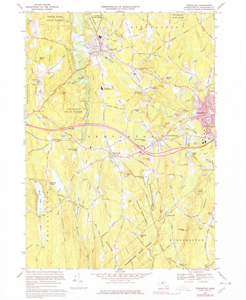 Templeton, Massachusetts 1970 (1978) USGS Old Topo Map Reprint 7x7 MA Quad 350637
