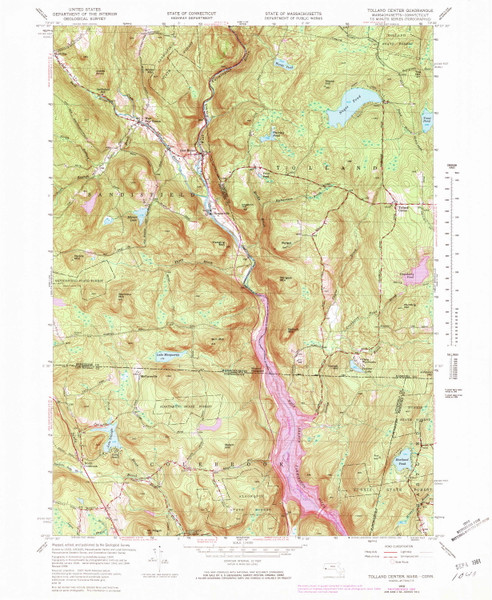 Tolland Center, Massachusetts 1958 (1978) USGS Old Topo Map Reprint 7x7 MA Quad 350647