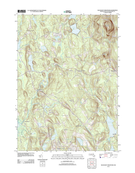 Wachusett Mountain, Massachusetts 2012 () USGS Old Topo Map Reprint 7x7 MA Quad