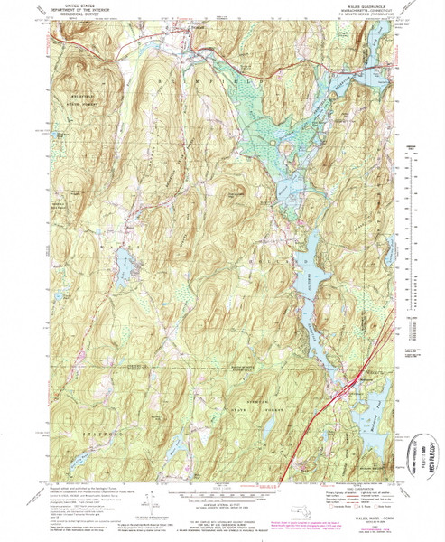 Wales, Massachusetts 1967 (1988) USGS Old Topo Map Reprint 7x7 MA Quad 350669