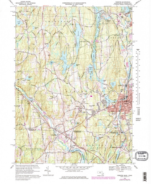 Webster, Massachusetts 1969 (1979) USGS Old Topo Map Reprint 7x7 MA Quad 350686 Webster, Massachusetts 1969 (1979) USGS Old Topo Map Reprint 7x7 MA Quad 350686
