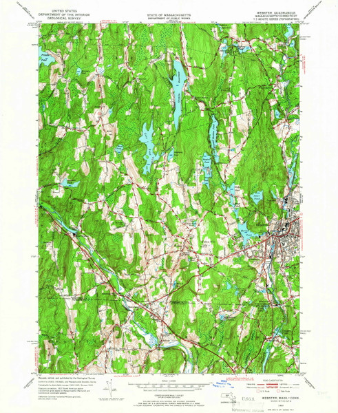 Webster, Massachusetts 1953 (1966) USGS Old Topo Map Reprint 7x7 MA Quad 350688 Webster, Massachusetts 1953 (1966) USGS Old Topo Map Reprint 7x7 MA Quad 350688