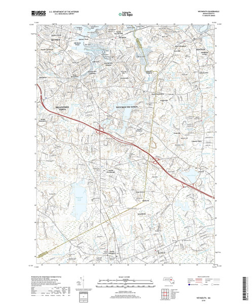 Weymouth, Massachusetts 2018 () USGS Old Topo Map Reprint 7x7 MA Quad