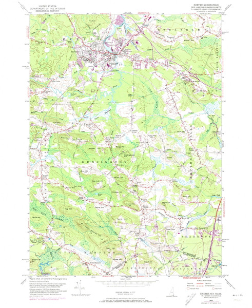 Exeter, New Hampshire 1950 (1974) USGS Old Topo Map Reprint 7x7 MA Quad 329558 Exeter, New Hampshire 1950 (1974) USGS Old Topo Map Reprint 7x7 MA Quad 329558