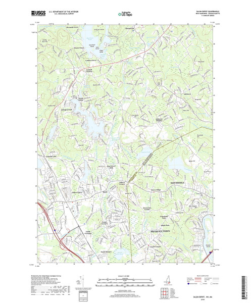 Salem Depot, New Hampshire 2018 () USGS Old Topo Map Reprint 7x7 MA Quad