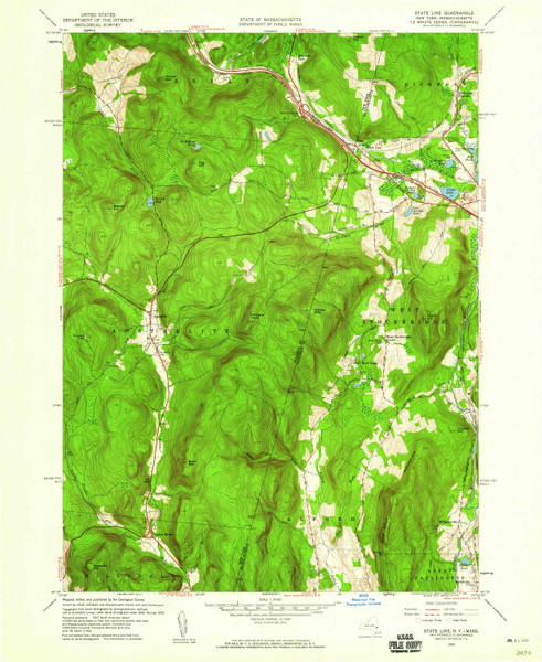 State Line, Massachusetts 1959 (1960) USGS Old Topo Map Reprint 7x7 MA Quad 139886