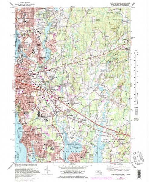 East Providence, Rhode Island 1971 (1979) USGS Old Topo Map Reprint 7x7 MA Quad 353287