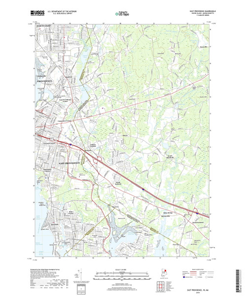 East Providence, Rhode Island 2018 () USGS Old Topo Map Reprint 7x7 MA Quad