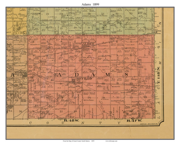 Adams, South Dakota 1899 Old Town Map Custom Print - Grant Co. Adams, South Dakota 1899 Old Town Map Custom Print - Grant Co.