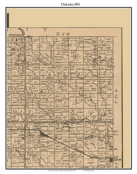 Chikaskia, Kansas 1893 Old Town Map Custom Print - Harper Co.