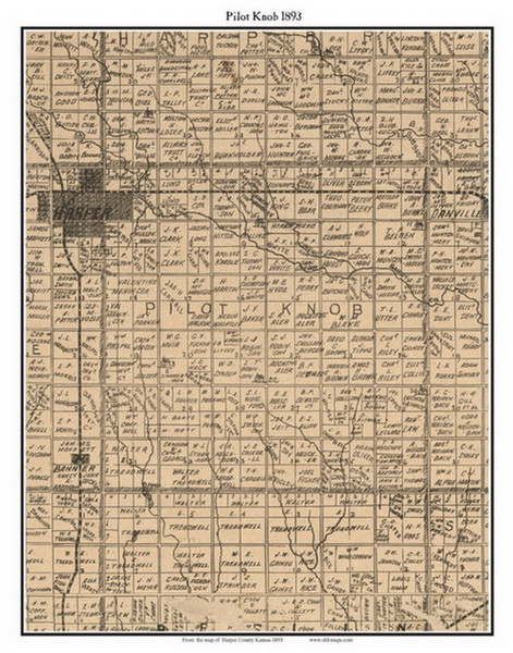 Pilot Knob, Kansas 1893 Old Town Map Custom Print - Harper Co. Pilot Knob, Kansas 1893 Old Town Map Custom Print - Harper Co.