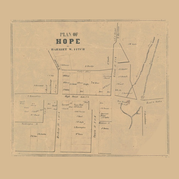 Hope Village, New Jersey 1852 Old Town Map Custom Print - Warren Co. Hope Village, New Jersey 1852 Old Town Map Custom Print - Warren Co.