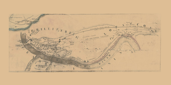 Phillipsburg and Lopatcong, New Jersey 1852 Old Town Map Custom Print - Warren Co. Phillipsburg and Lopatcong, New Jersey 1852 Old Town Map Custom Print - Warren Co.
