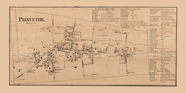 Princeton Village, New Jersey 1860 Old Town Map Custom Print - Mercer Co.