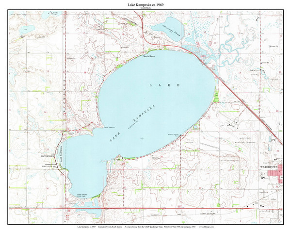 Lake Kampeska 1969 - Custom USGS Old Topo Map - South Dakota