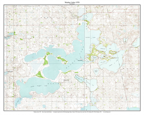 Waubay Lakes 1970 - Custom USGS Old Topo Map - South Dakota
