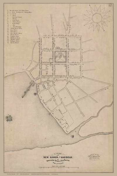 New Haven 1874  - Old Map Reprint - Connecticut Cities Other