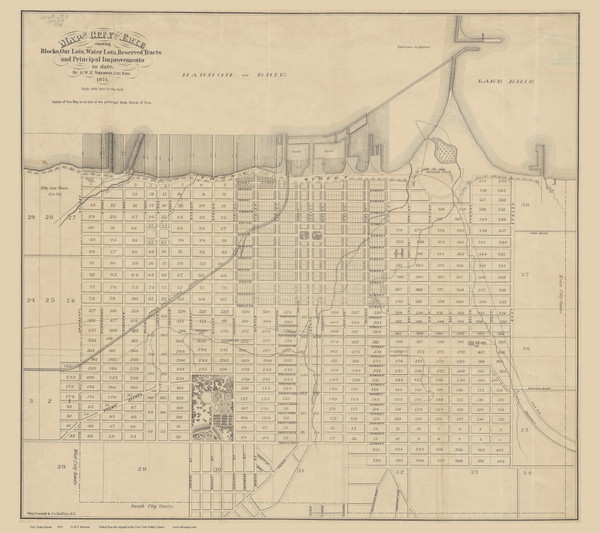 Erie 1871 - Old Map Reprint PA Cities
