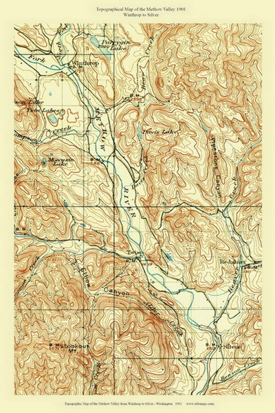 Methow Valley 1901 - Custom USGS Old Topo Map - Washington State 30x30