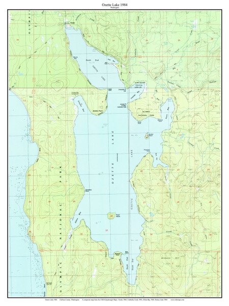 Ozette Lake 1984 - Custom USGS Old Topo Map - Washington State Ozette Lake 1984 - Custom USGS Old Topo Map - Washington State