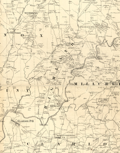 Highland Township, Pennsylvania 1865 Old Town Map Custom Print - Clarion Co. (BW) Highland Township, Pennsylvania 1865 Old Town Map Custom Print - Clarion Co. (BW)