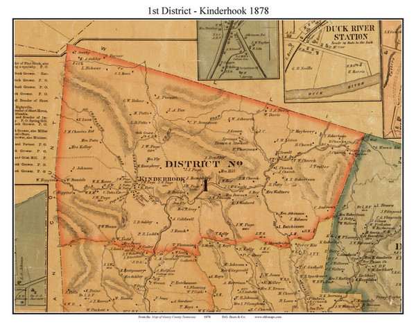 District No. 1 - Kinderhook, Tennessee 1878 Old Town Map Custom Print Maury Co. District No. 1 - Kinderhook, Tennessee 1878 Old Town Map Custom Print Maury Co.
